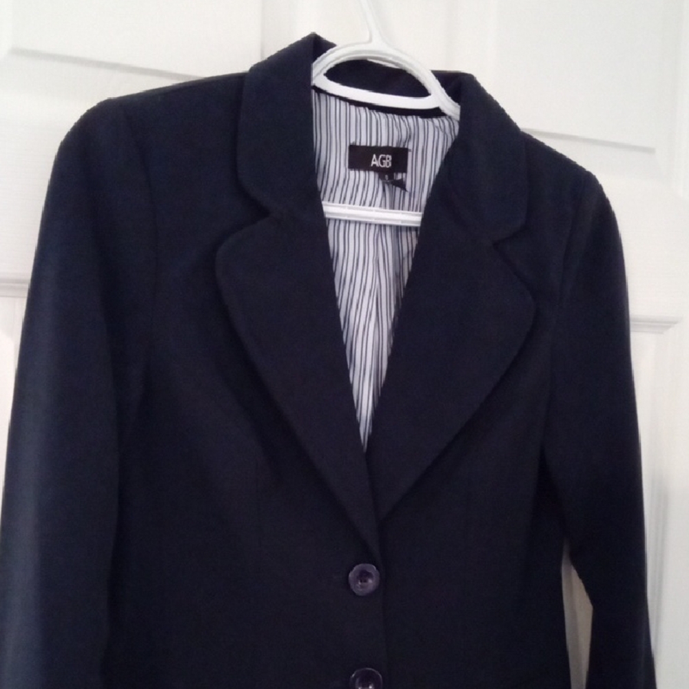 AGB Women's Navy Two Button Lined Hourglass Blazer Size Small